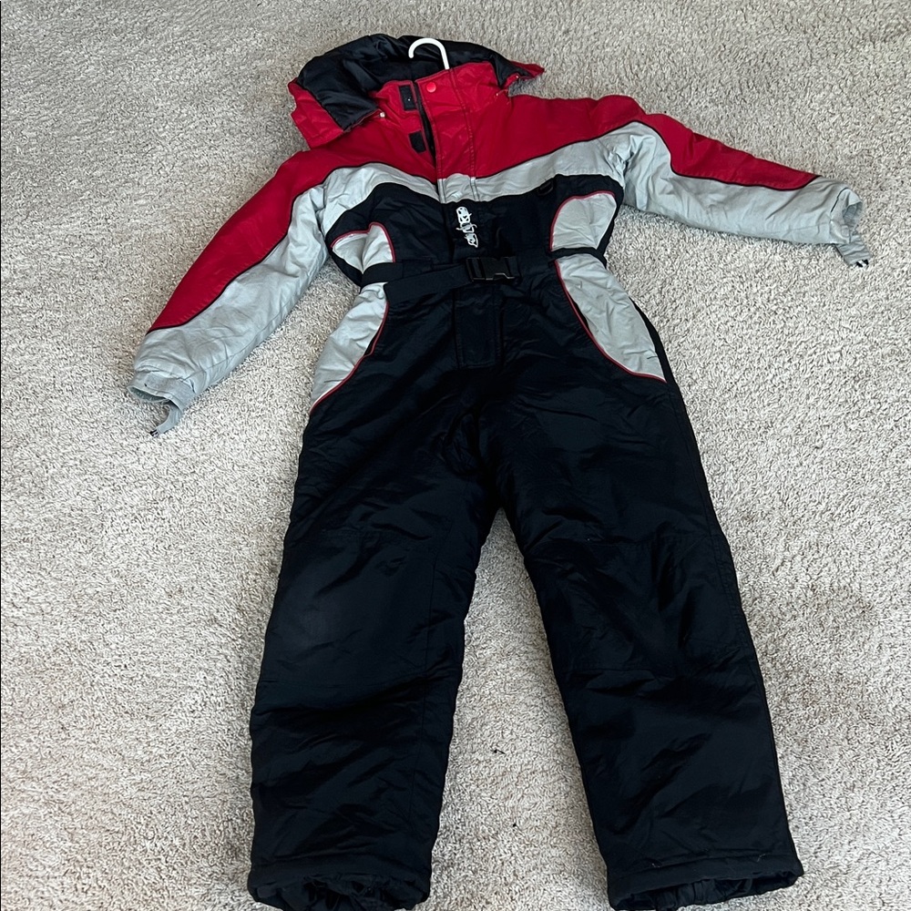 Vintage Alpine  tek red  and Black Snowsuit boys size 12